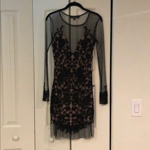 FOR LOVE & LEMONS Sheer Lace Detail Dress